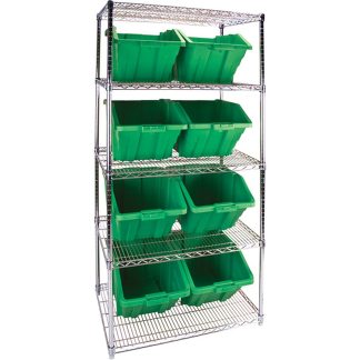 Kleton 36" x 24" x 74" Heavy-Duty 5-Tier Wire Shelving Unit with Storage Bins