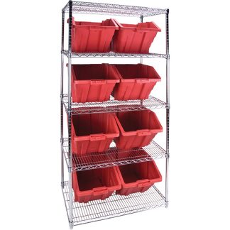 Kleton 36" x 24" x 74" Heavy-Duty 5-Tier Wire Shelving Unit with Storage Bins