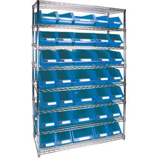 Kleton 48" x 18" x 74" Heavy-Duty 8-Tier Wire Shelving Unit with Storage Bins
