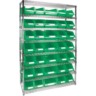 Kleton 48" x 18" x 74" Heavy-Duty 8-Tier Wire Shelving Unit with Storage Bins