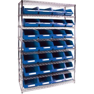 Kleton 48" x 18" x 74" Heavy-Duty 8-Tier Wire Shelving Unit with Storage Bins