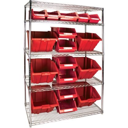 Kleton 48" x 24" x 74" Heavy-Duty 5-Tier Wire Shelving Unit with Storage Bins