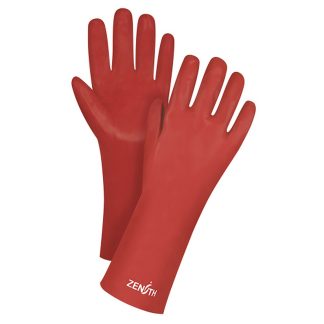 Zenith Safety Products Red Smooth-Finish Chemical-Resistant Gloves, One Size, Red