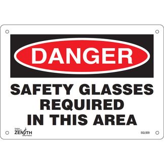 Zenith Safety Products SGL939 "Safety Glasses Required" Sign