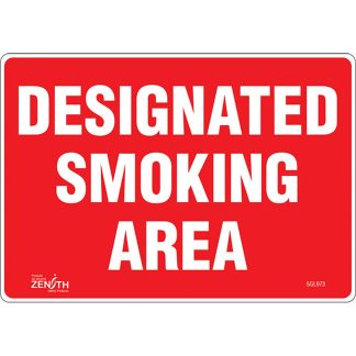 Zenith Safety Products SGL973 "Designated Smoking Area" Sign