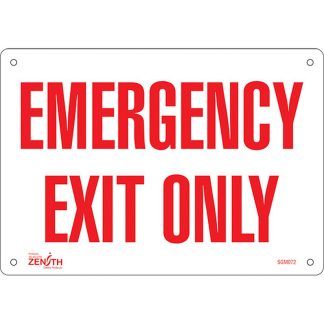 Zenith Safety Products SGM072 "Emergency Exit" Sign