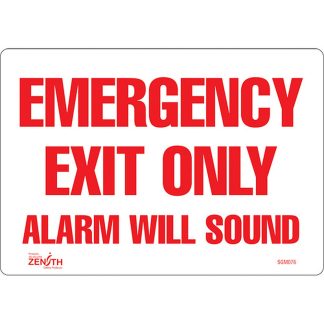 Zenith Safety Products SGM076 "Emergency Exit Only" Sign