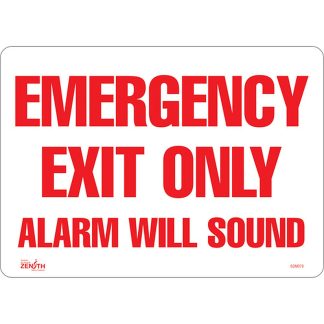 Zenith Safety Products SGM079 "Emergency Exit Only" Sign