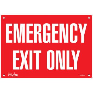 Zenith Safety Products SGM084 "Emergency Exit Only" Sign