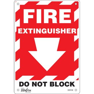 Zenith Safety Products SGM108 "Fire Extinguisher Do Not Block" with Down Arrow Sign