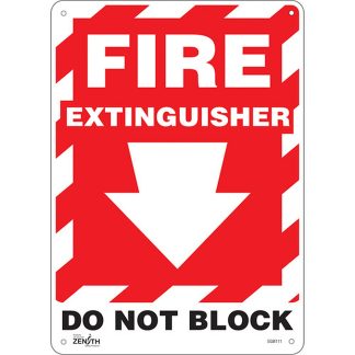 Zenith Safety Products SGM111 "Fire Extinguisher Do Not Block" with Down Arrow Sign