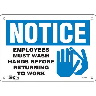 Zenith Safety Products SGM147 "Employees Must Wash Hands" Sign
