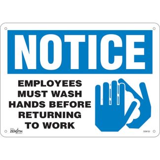 Zenith Safety Products SGM150 "Employees Must Wash Hands" Sign
