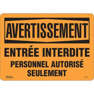 Zenith Safety Products SGM290 "Personnel Autorisé Seulement" Sign