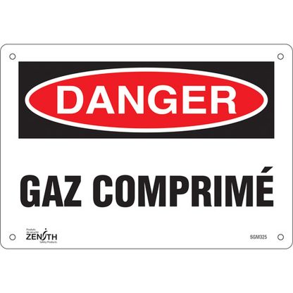 Zenith Safety Products "Gaz Comprimé" Aluminum Sign