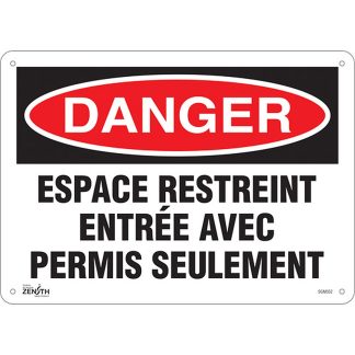 Zenith Safety Products SGM352 "Espace Restreint" Sign