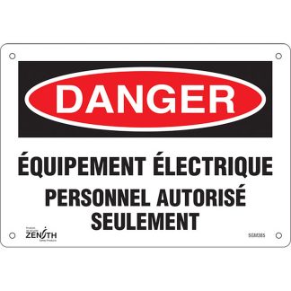 Zenith Safety Products SGM385 "équipement électrique" Sign