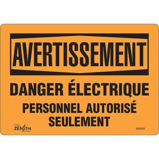 Zenith Safety Products SGM395 "Danger électrique" Sign