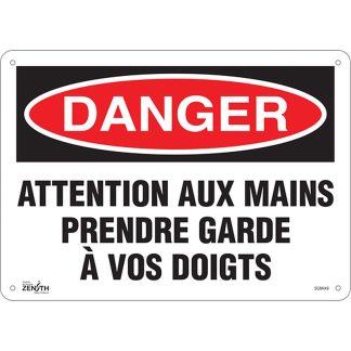 Zenith Safety Products SGM449 "Prendre Garde &#224; Vos Doigts" Sign