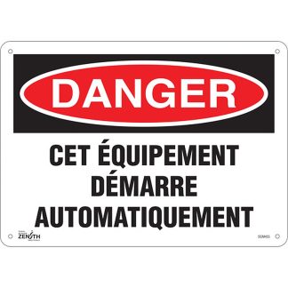 Zenith Safety Products SGM455 "équipement Démarre Automatiquement" Sign