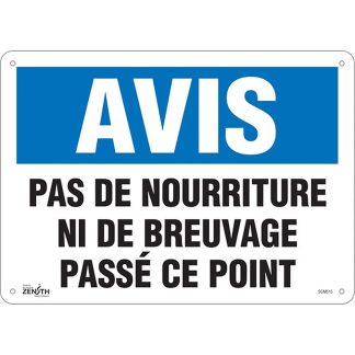 Zenith Safety Products SGM515 "Pas de Nourriture" Sign