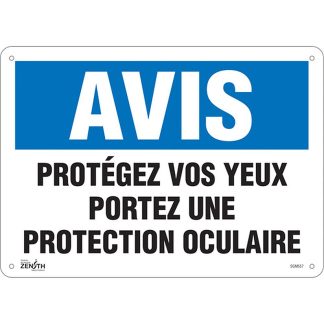 Zenith Safety Products SGM557 "Protégez vos Yeux" Sign