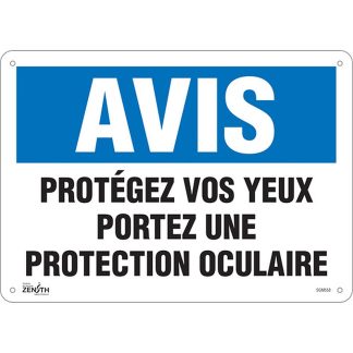 Zenith Safety Products SGM558 "Protégez vos Yeux" Sign