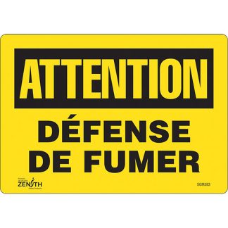 Zenith Safety Products SGM583 "Défense De Fumer" Sign
