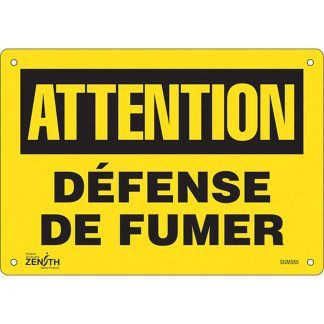 Zenith Safety Products SGM585 "Défense De Fumer" Sign