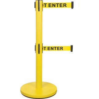 Zenith Safety Products 35" Dual Belt "Caution Do Not Enter" Crowd Control Barrier, Yellow