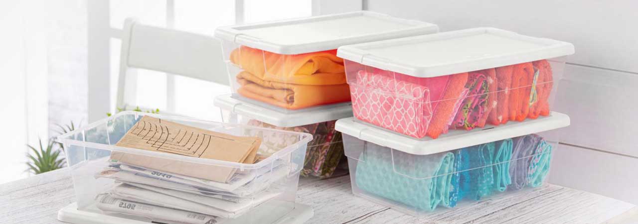 organization boxes in the bedroom