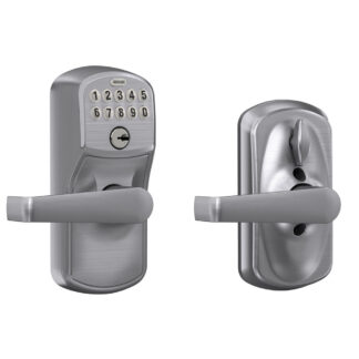 Schlage FE595PLYELA626 Keypad Lever and Elan Lever with Flex Lock, Plymouth Trim - Satin Chrome