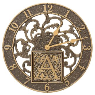 Whitehall Silhouette Monogram 12" Personalized Indoor Outdoor Wall Clock
