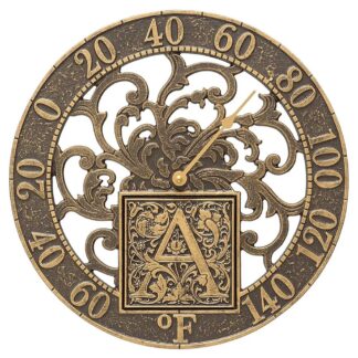 Whitehall Silhouette Monogram 12" Personalized Indoor Outdoor Wall Thermometer