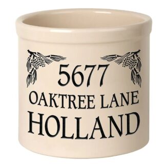 Whitehall Personalized Top Corner Pinecone 2 Gallon Stoneware Crock