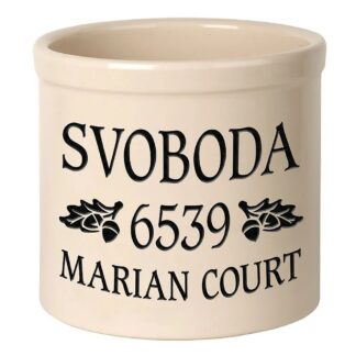 Whitehall Personalized Middle Oak Leaf 2 Gallon Stoneware Crock