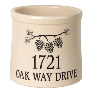 Whitehall Personalized Top Center Pine Bough 2 Gallon Stoneware Crock