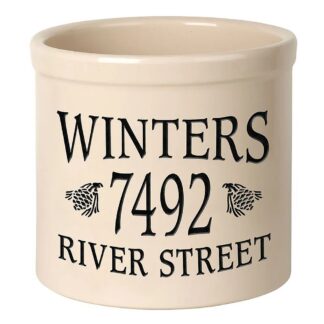 Whitehall Personalized Middle Center Pinecone 2 Gallon Stoneware Crock
