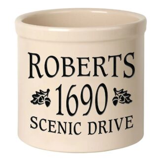 Whitehall Personalized Middle Center Oak Leaf 2 Gallon Stoneware Crock