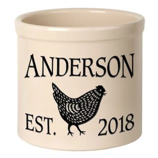 Whitehall Personalized Bottom Center Chicken 2 Gallon Stoneware Crock