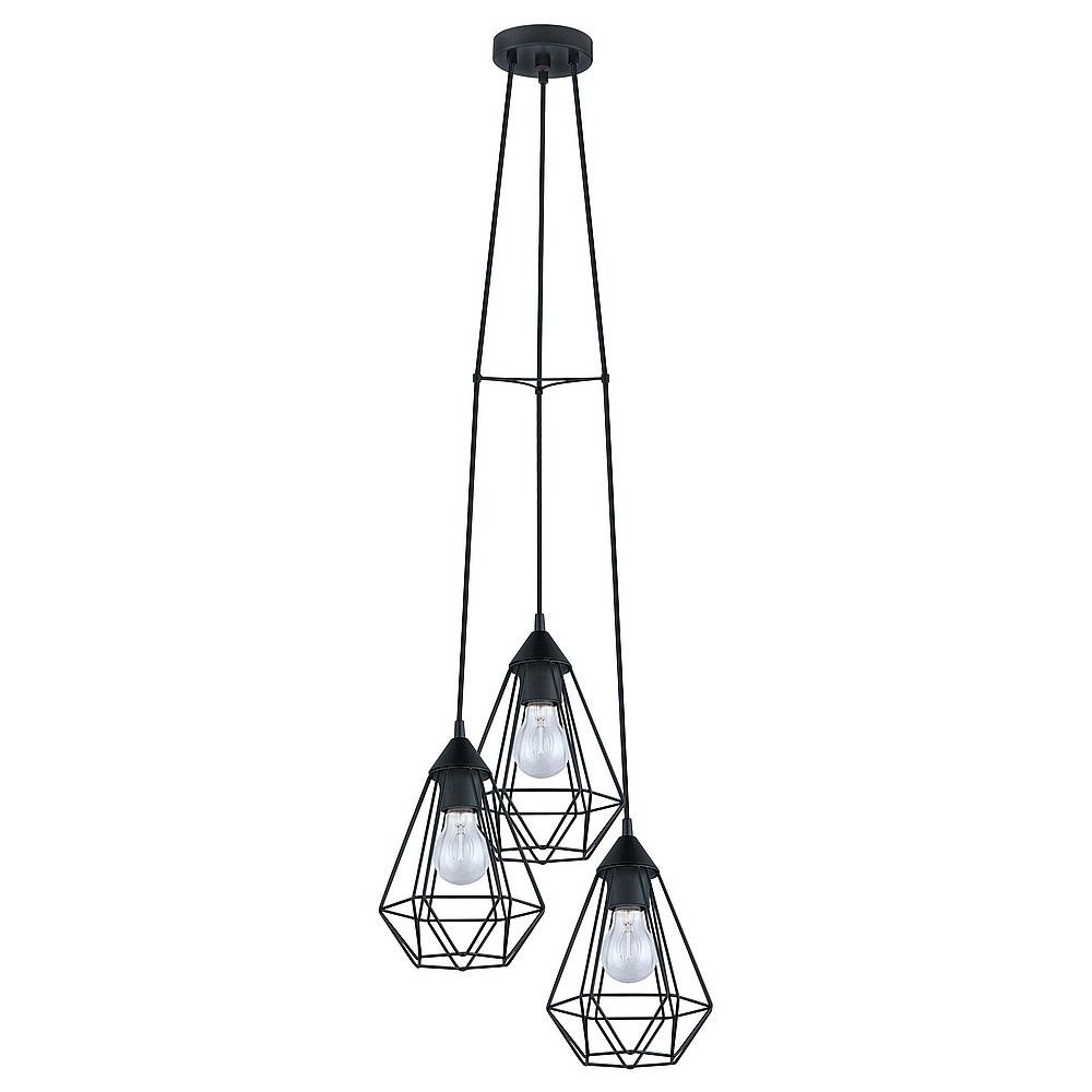 Eglo 94191A Tarbes 3 Light Pendant Light, Black