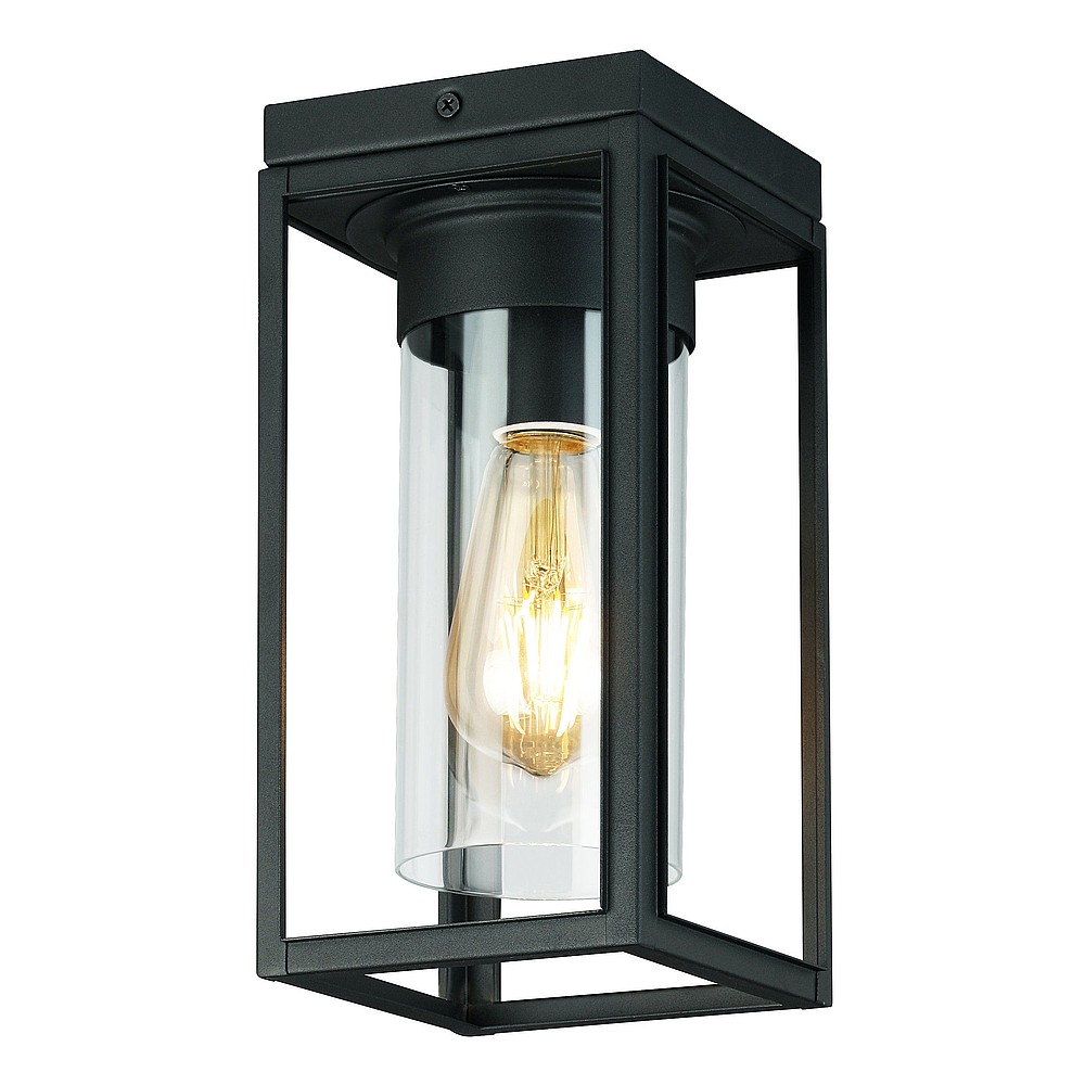 Eglo 203667A Walker Hill 1 Light 5.37" Outdoor Flush Mount, Matte Black