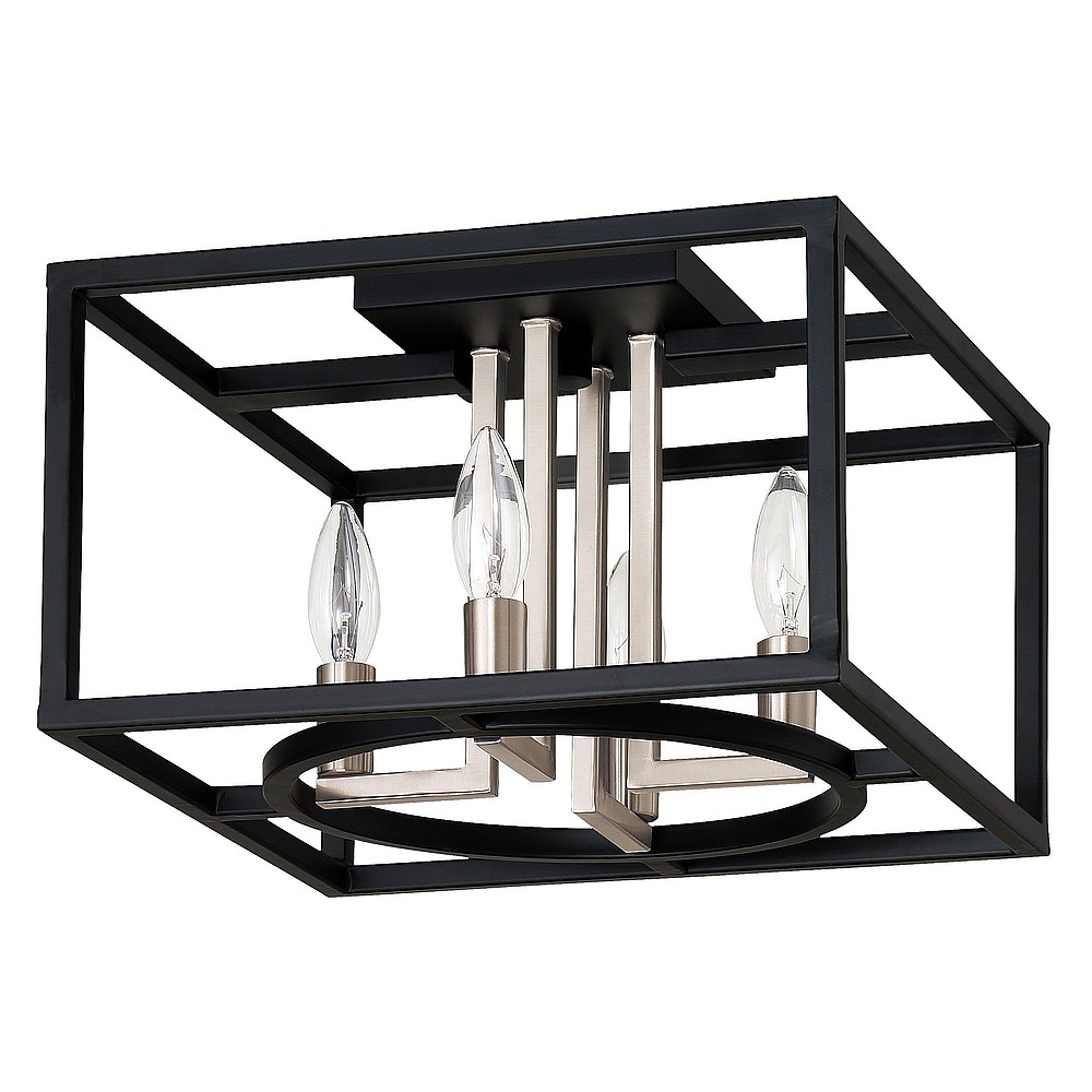 Eglo 204605A Mundazo 4 Light Flush Mount Ceiling Light, Black and Brushed Nickel