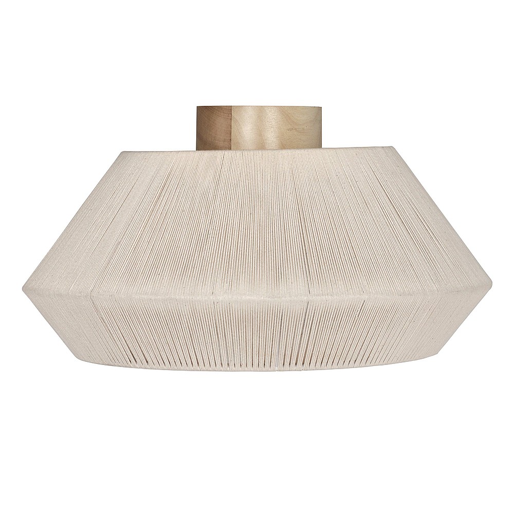 Eglo 205757A Lanier 1 Light 19" Flush Mount Ceiling Light, Wood and Cream