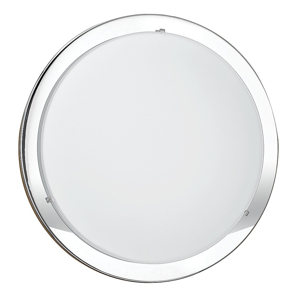 Eglo 82945A Planet 11.4" 1-Light Flush Mount, Chrome with Satin Glass Shade