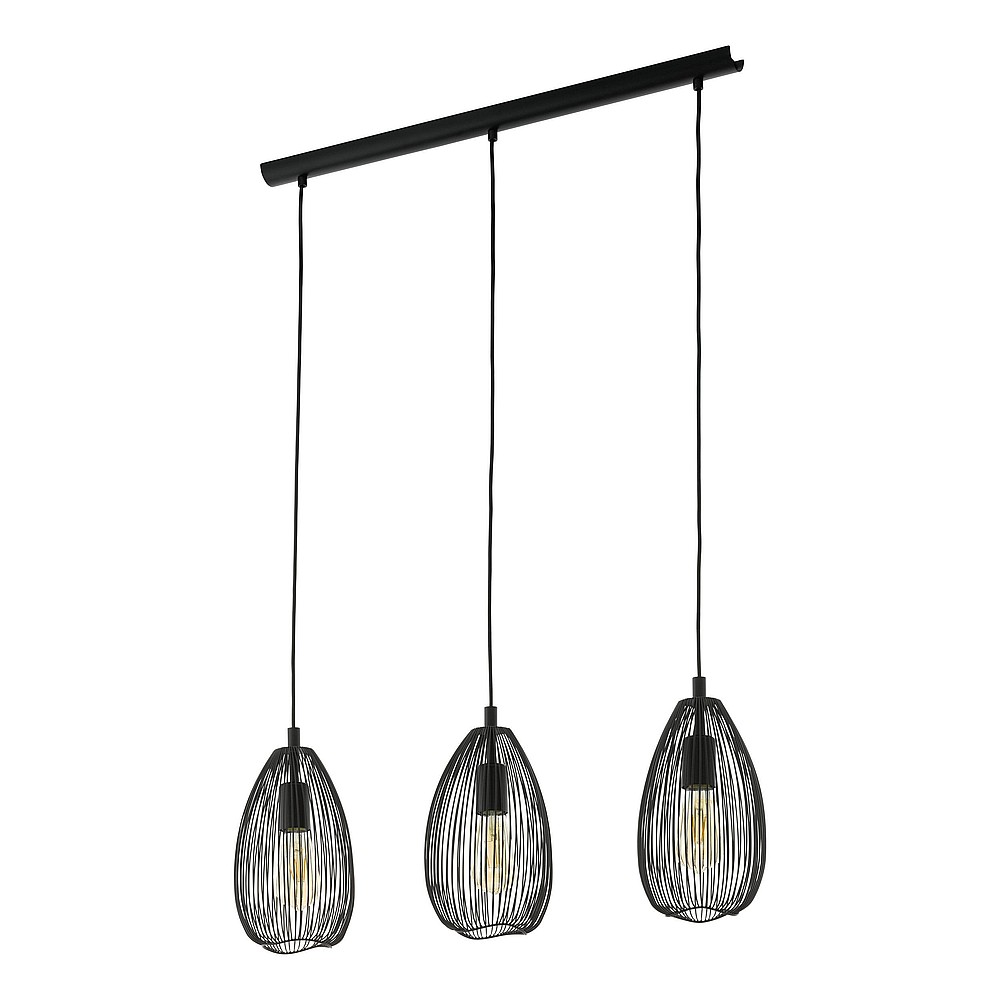 Eglo 49142A Clevedon 3 Light Pendant Light, Black