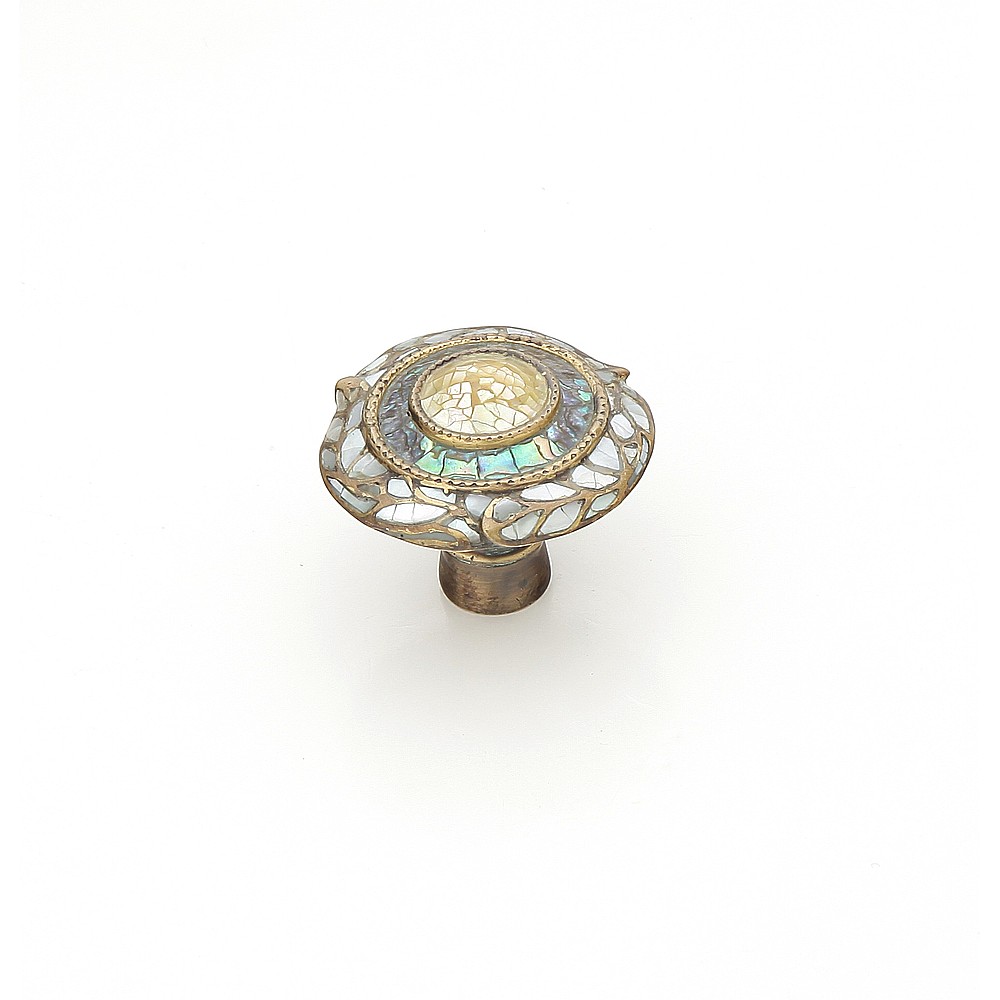 Schaub 651-AD 1-1/2" Symphony Inlays Fair Isle Round Cabinet Knob - Aged Dover