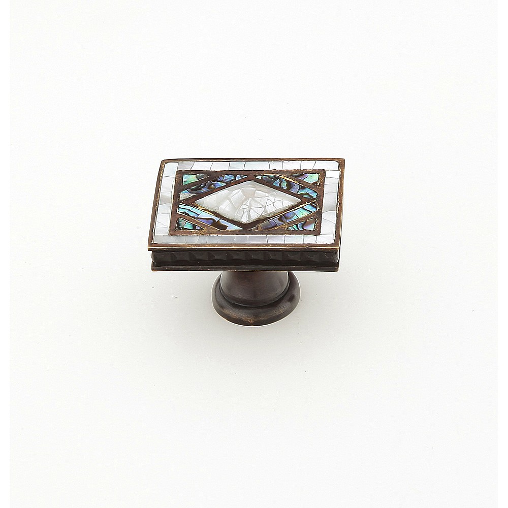 Schaub 659-WP-AD 1-7/8" Symphony Inlays Avalon Bay Rectangular Cabinet Knob - Aged Dover