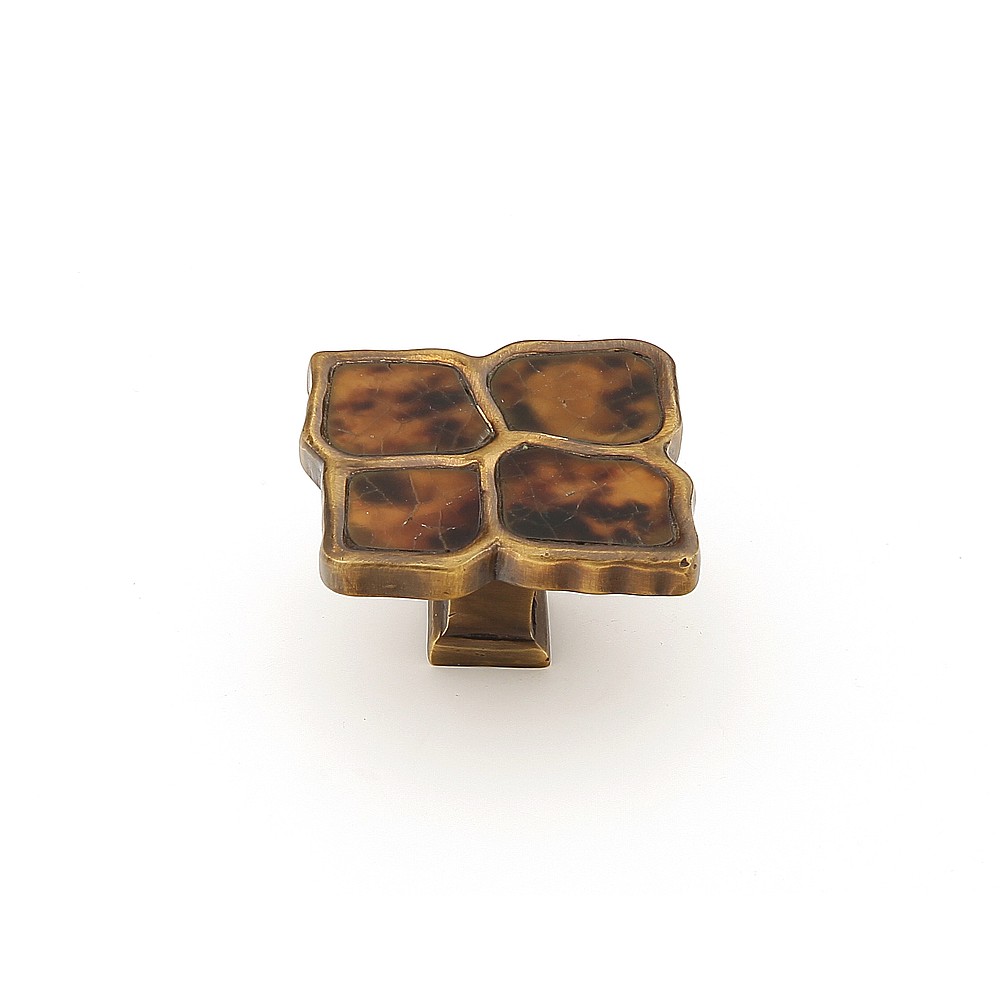 Schaub 664-PEN-ED 1-1/2" Symphony Inlays Tiger Penshell Square Cabinet Knob - Estate Dover