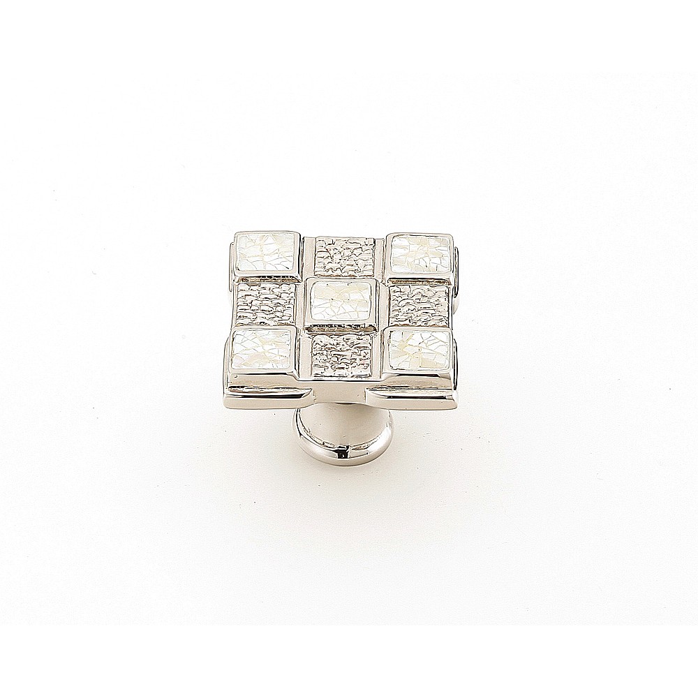 Schaub 671-W-PN 1-1/4" Symphony Inlays Avalon Bay Square Cabinet Knob - Polished Nickel